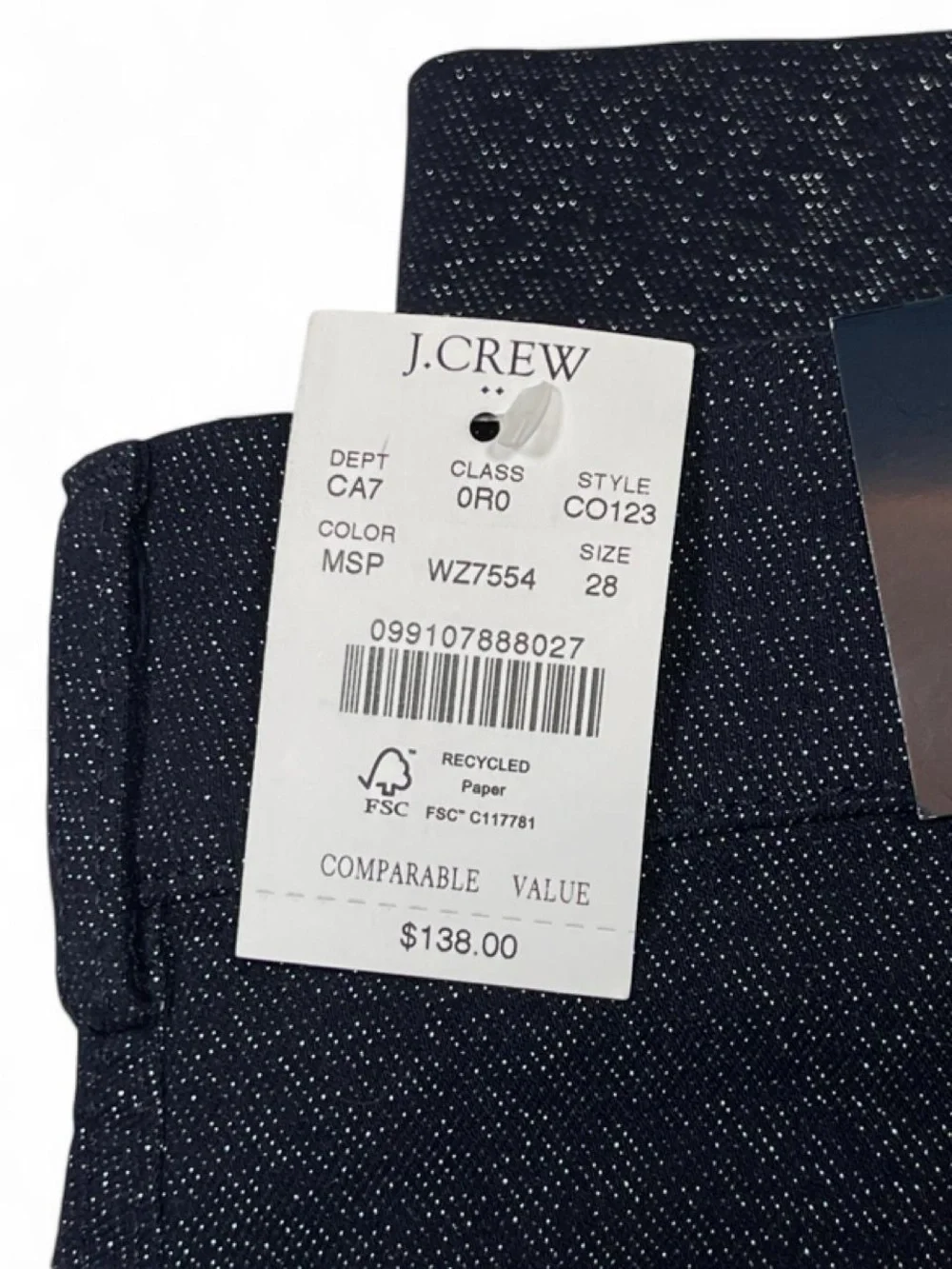 NWT! J. Crew Lizzie Pant Sparkle Blue Wide Leg Navy Blue Women’s Size 28 L30